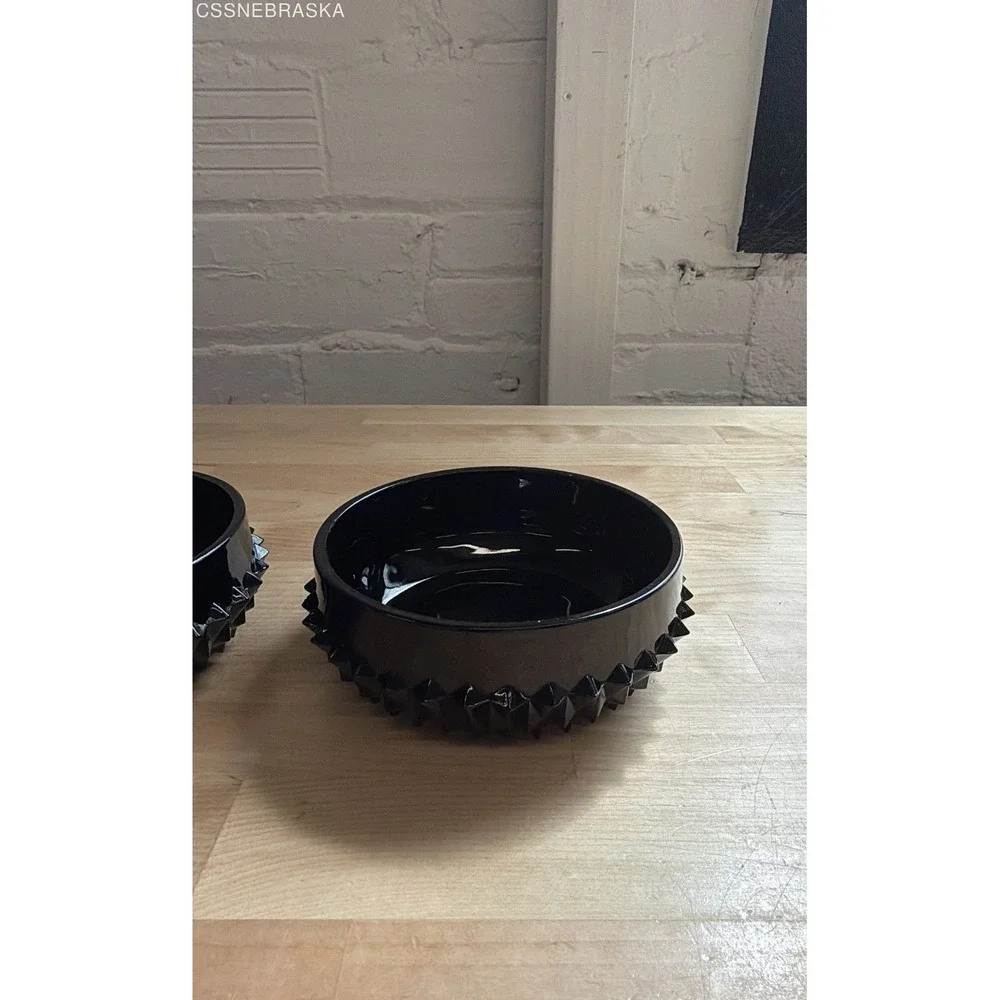 Set of 3 Vintage Black Amethyst Glass Hobnail Salt Cellars Open Dips Fenton Styl